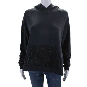 Butter Super Soft Womens Gray Bedazzled Long Sleeve Pullover Hoodie Size S